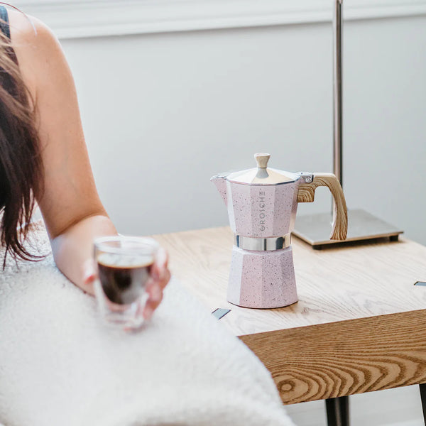 Grosche® - Milano Stone Blush Pink Stovetop 6 Cup Espresso Maker