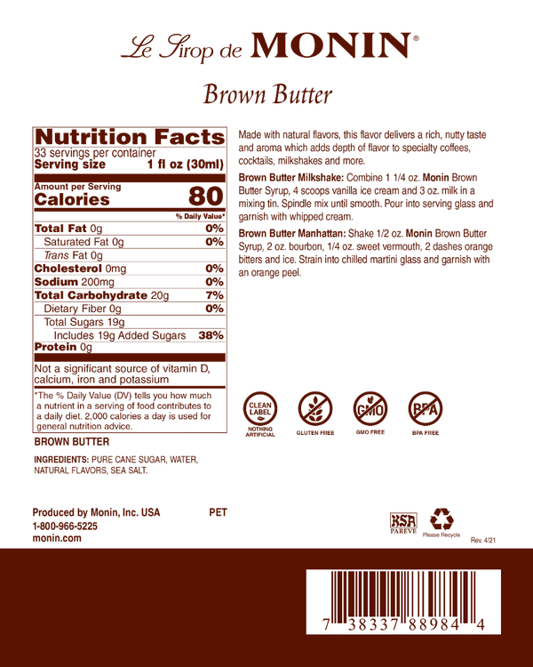 Monin® - Brown Butter Syrup 1L