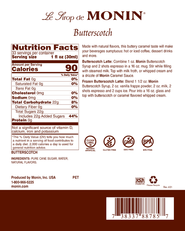 Monin® - Butterscotch Syrup 1L