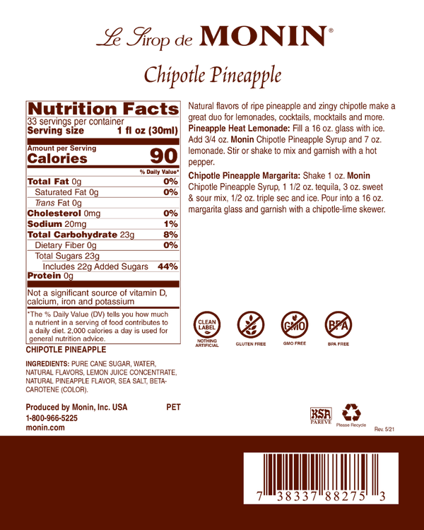 Monin® - Chipotle Pineapple Syrup 1L