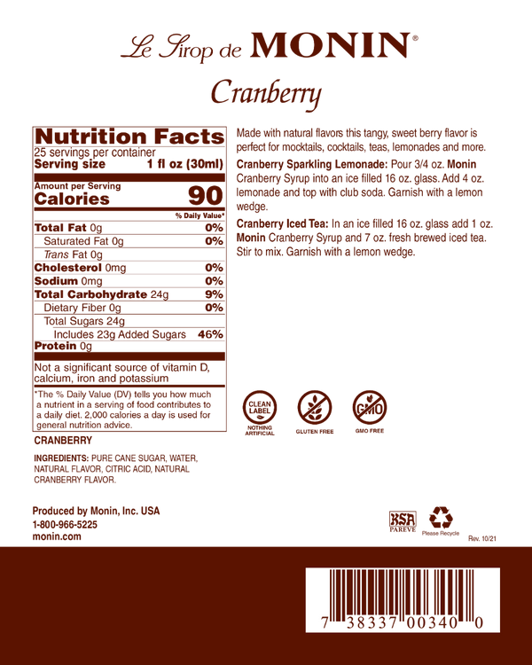 Monin® - Cranberry Syrup