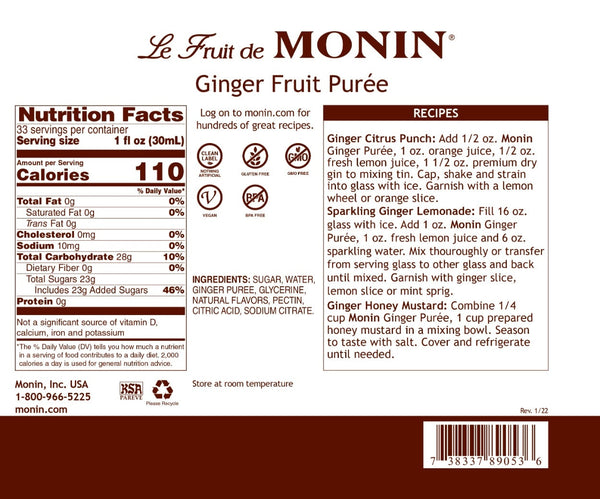 Monin® - Ginger Fruit Puree 1L X 4