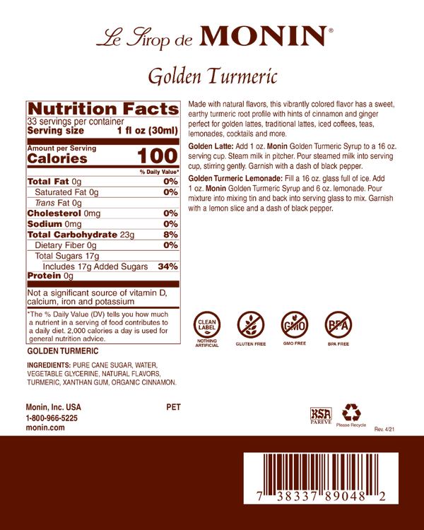 Monin® - Golden Turmeric Syrup 1L