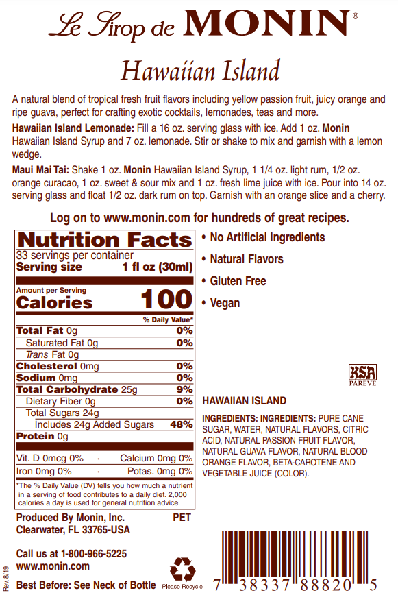 Monin® - Hawaiian Island Syrup 1L