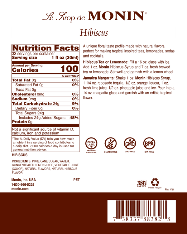 Monin® - Hibiscus Syrup 1L