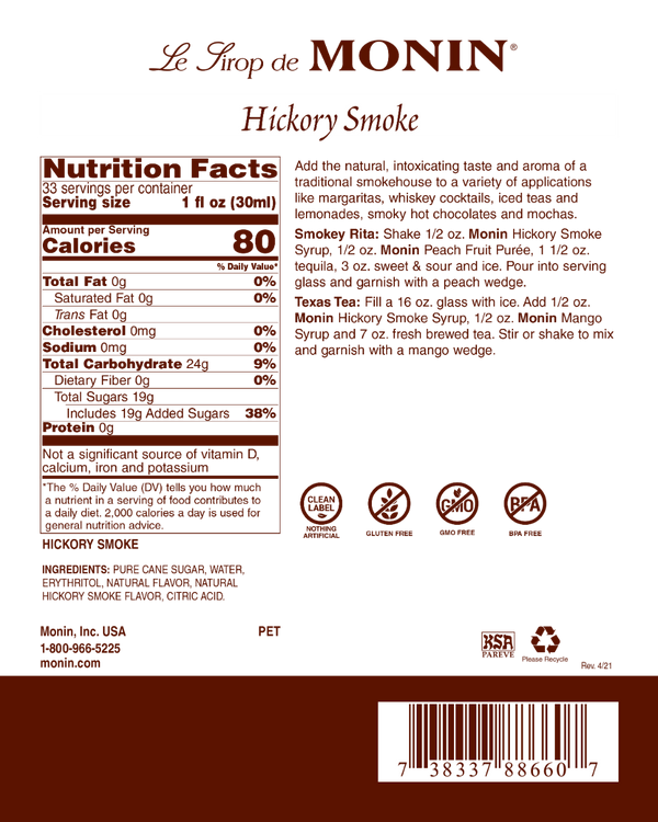 Monin® - Hickory Smoke Syrup 1L