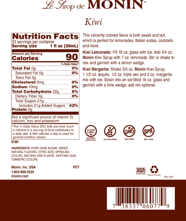 Monin® - Kiwi Syrup 1L