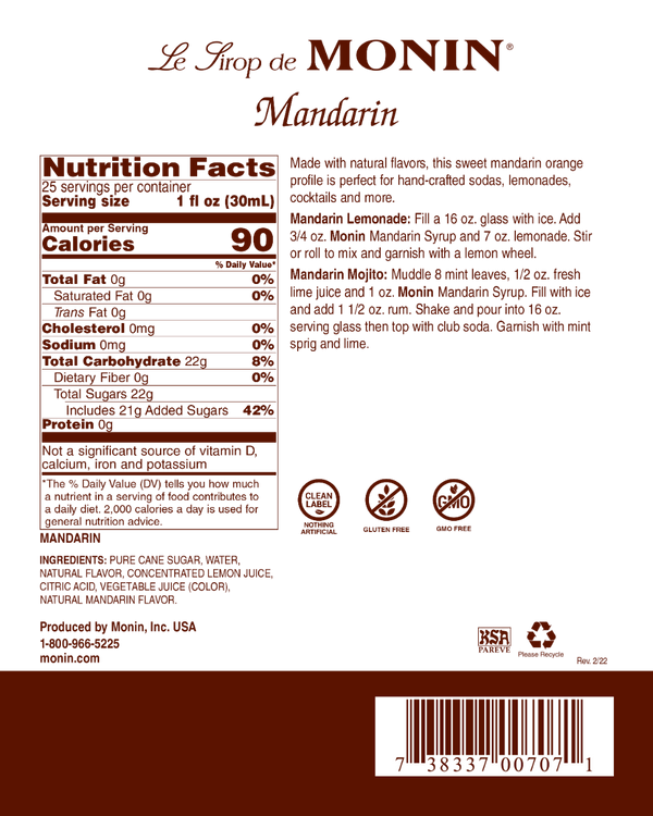 Monin® - Mandarin Syrup 750ml