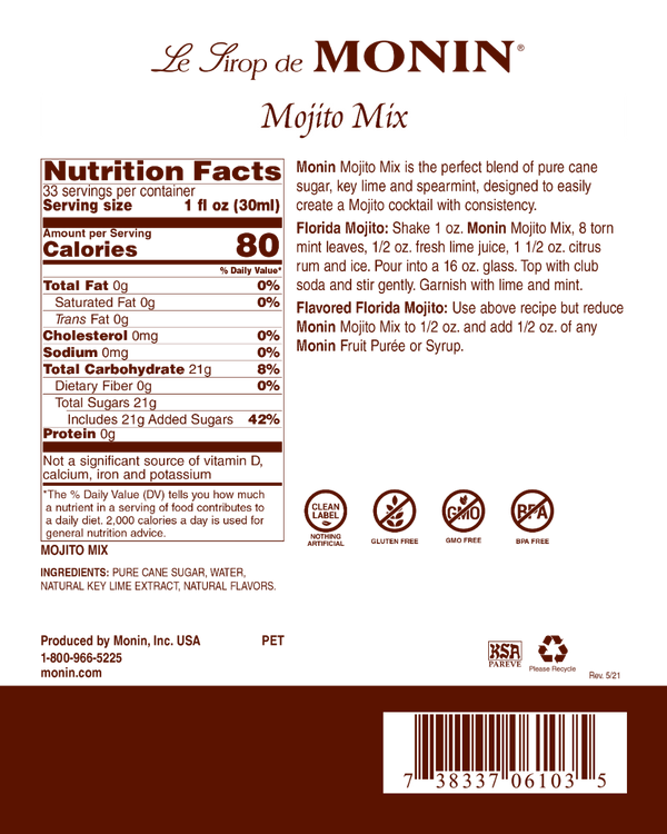Monin® - Mojito Mix Syrup 1L