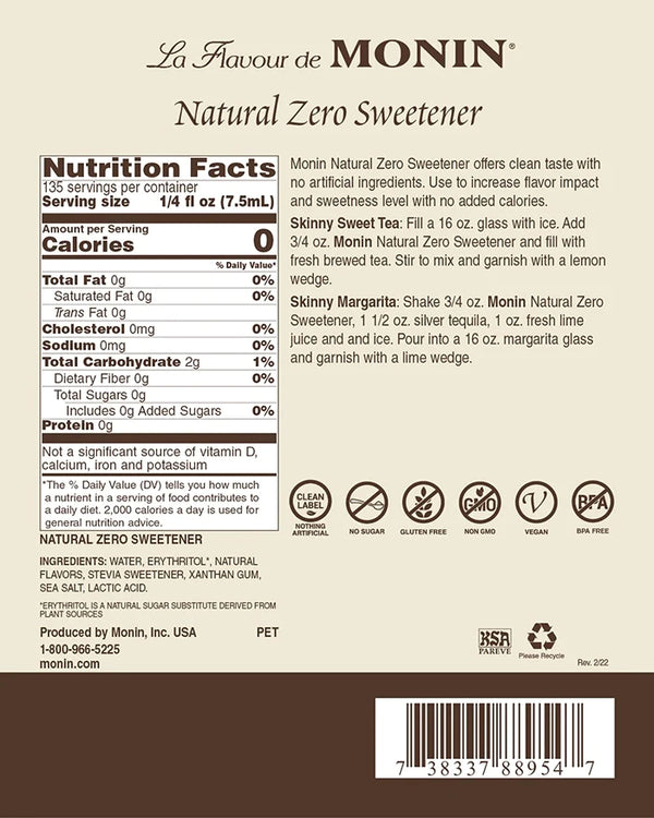 Monin® - Natural Zero Sweetener Syrup