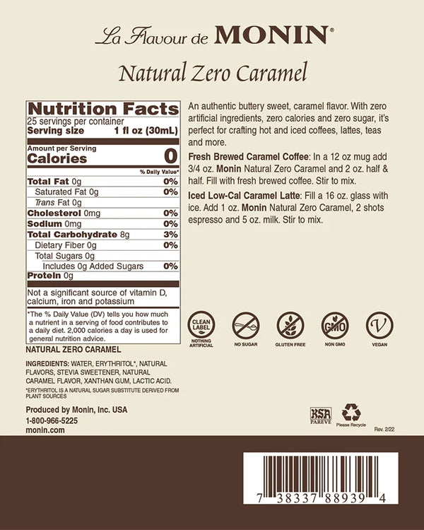 Monin® - Natural Zero Caramel Syrup 750ml