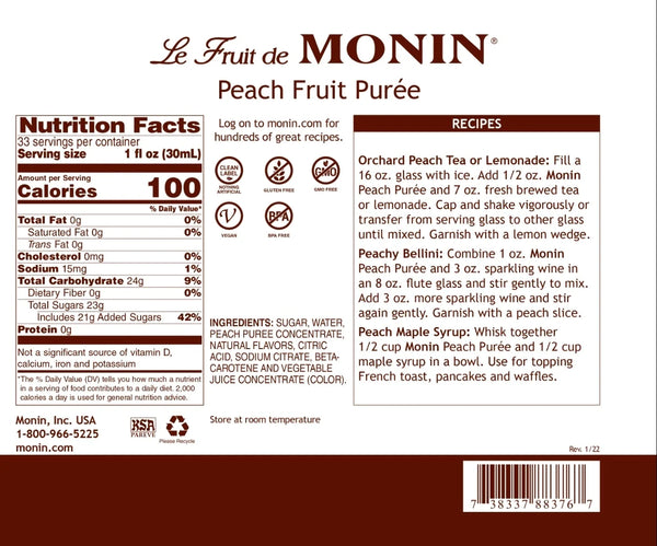 Monin® - Peach Fruit Puree 1L