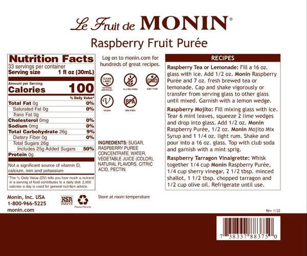 Monin® - Raspberry Fruit Puree 1L