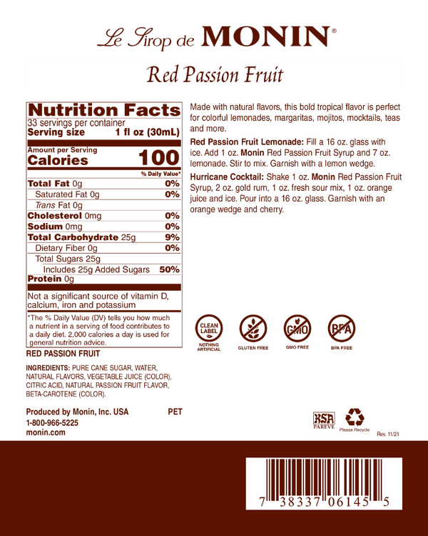 Monin® - Red Passion Fruit Syrup 1L