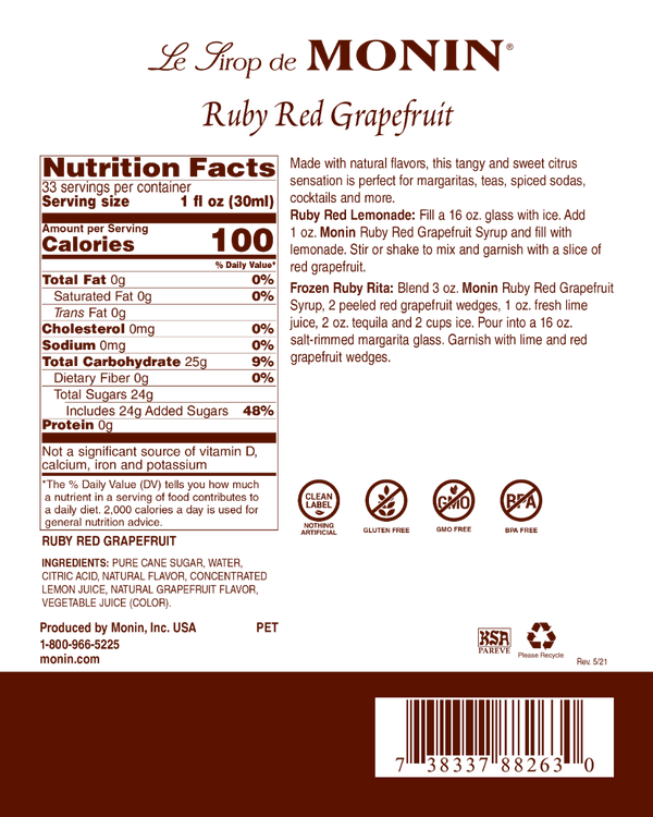 Monin® - Ruby Red Grapefruit Syrup 1L