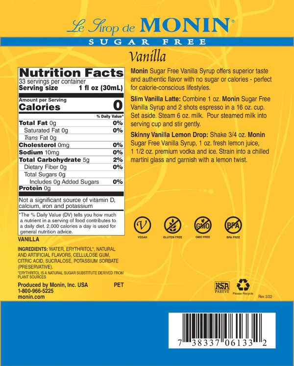 Monin® - Sugar Free Vanilla Syrup