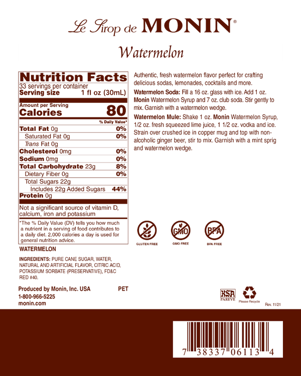 Monin® - Watermelon Syrup 1L