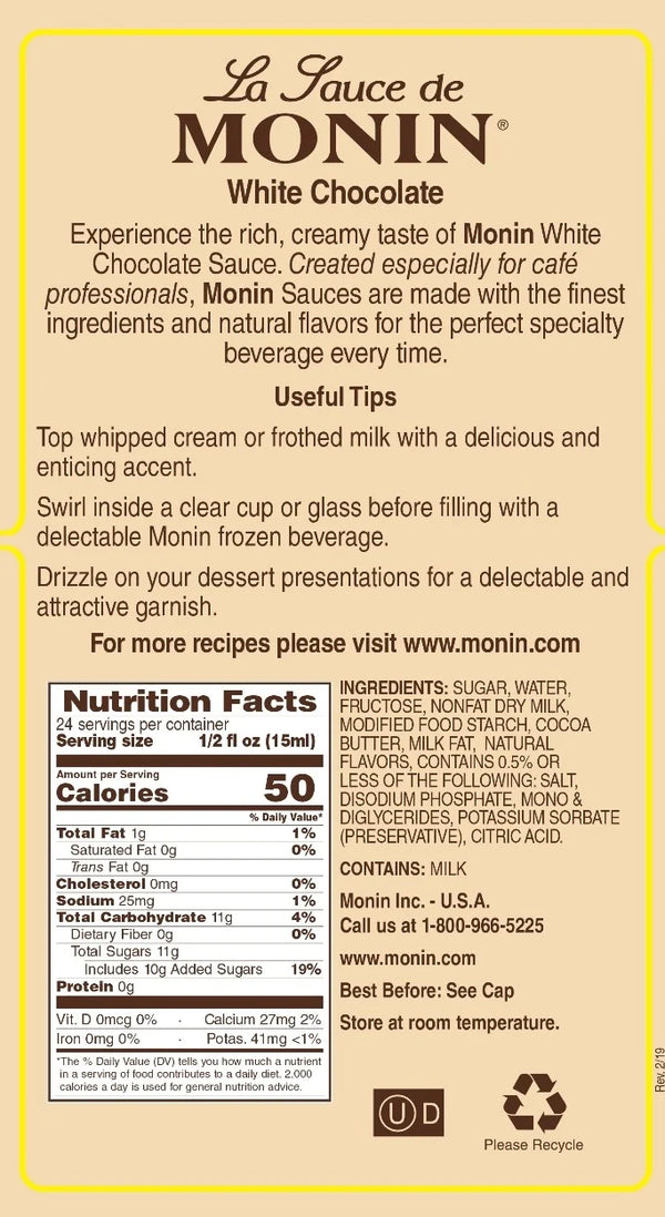 Monin® - White Chocolate Sauce 355ml