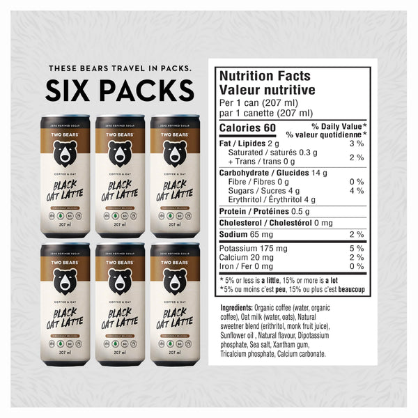 TWO BEARS - Frothed Oat Latte Black Coffee