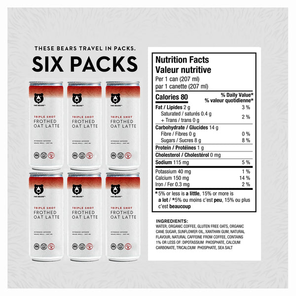 TWO BEARS - Frothed Oat Latte Triple Shot Flavoured Coffee