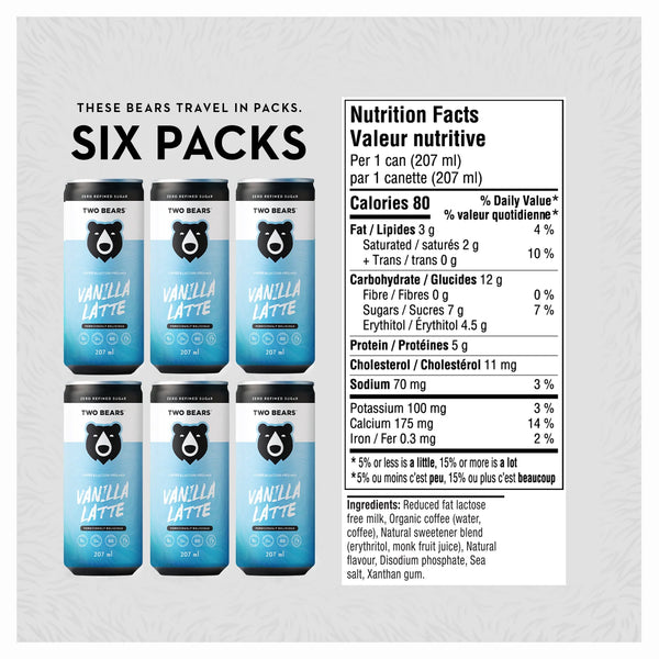 TWO BEARS - Lactose Free Dairy Vanilla Flavoured Latte Coffee