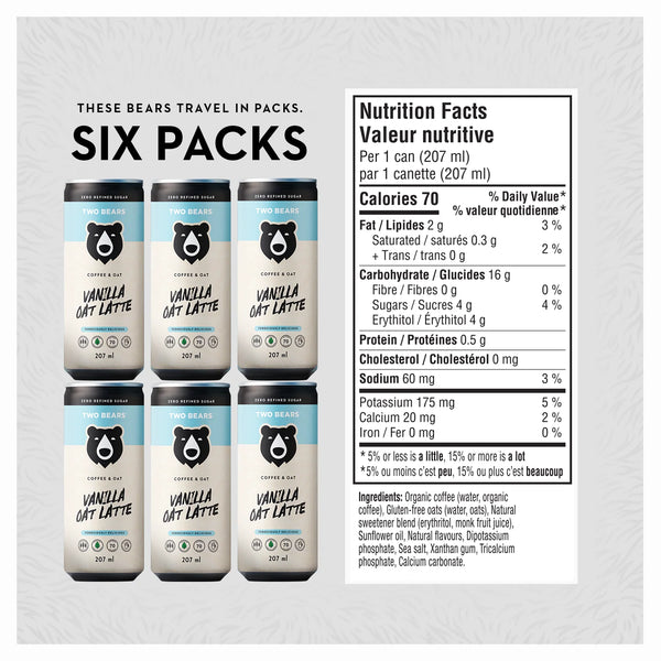 TWO BEARS - Frothed Oat Latte Vanilla Flavoured Coffee