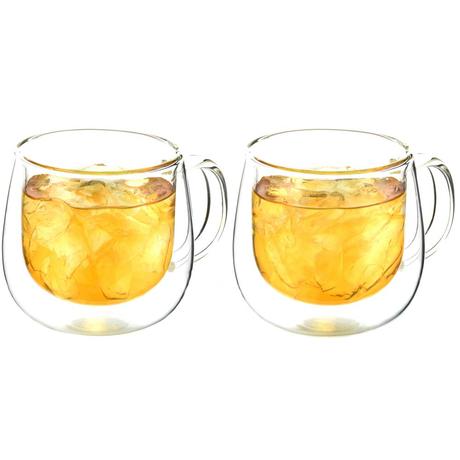 Grosche - Fresno Double Walled Glass Mugs W/Handle