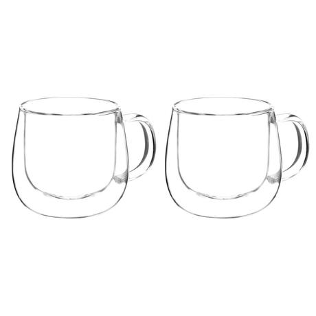 Grosche - Fresno Double Walled Glass Mugs W/Handle