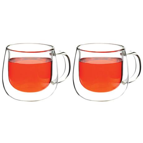Grosche - Fresno Double Walled Glass Mugs W/Handle
