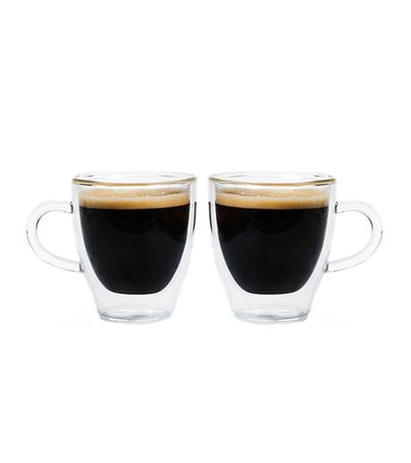 Grosche® - Turin Double Walled Glass Espresso Cup W/Handle 70ml/2.5oz Set of 2