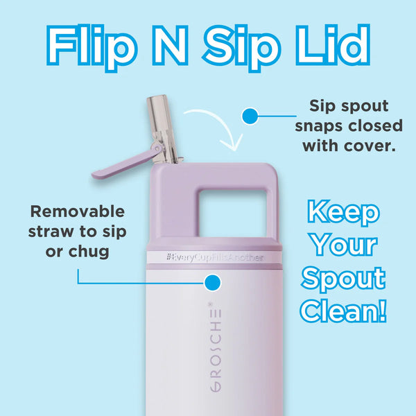 Grosche - Alpine Flip 'N Sip Large Insulated Water Bottle W/Straw 40oz