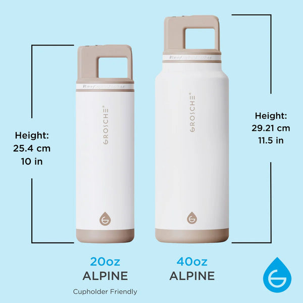 Grosche - Alpine Flip 'N Sip Large Insulated Water Bottle W/Straw 40oz