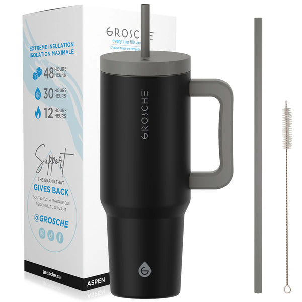 Grosche - Aspen Insulated Tumbler W/Handle & Straw 40oz