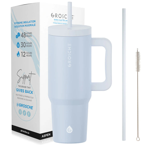 Grosche - Aspen Insulated Tumbler W/Handle & Straw 40oz