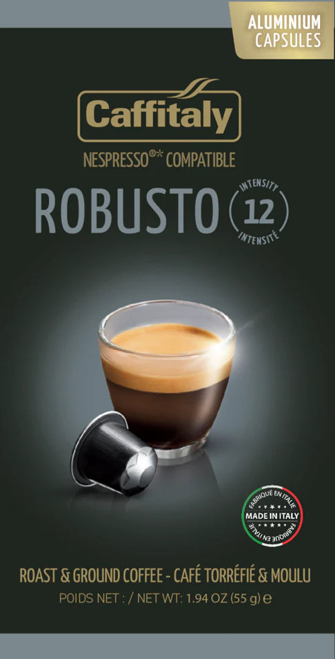 Caffitaly - Robusto Nespresso Original Compatible Aluminum Capsules 10 Pack
