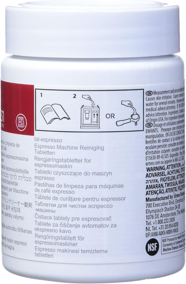 URNEX - CAFIZA E31 Espresso Machine Cleaning Tablets 2G 15MM 100 Count Bottle