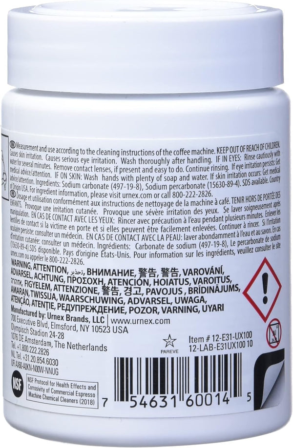 URNEX - CAFIZA E31 Espresso Machine Cleaning Tablets 2G 15MM 100 Count Bottle