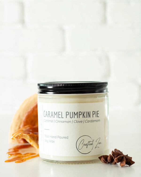 Crafted Zen - Caramel Pumpkin Pie Candle 16oz Jar