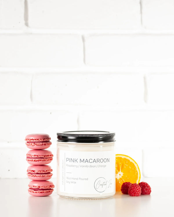 Crafted Zen - Pink Macaroon Candle 16oz Jar