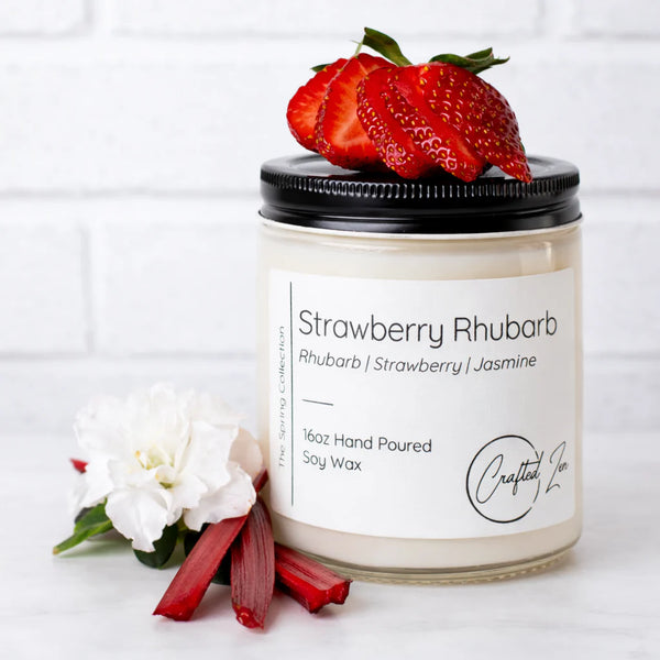 Crafted Zen - Strawberry Rhubarb Candle 16oz Jar