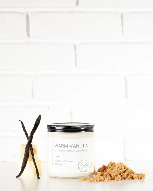 Crafted Zen - Warm Vanilla Candle 16oz Jar