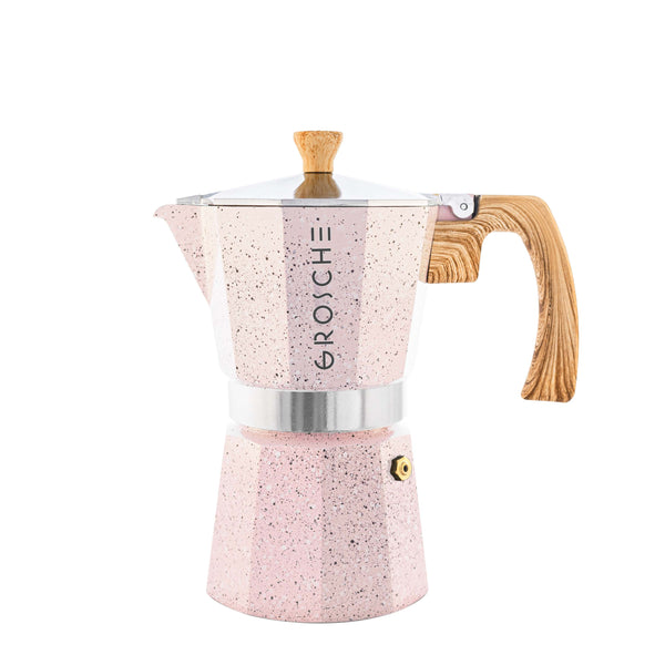 Grosche® - Milano Stone Blush Pink Stovetop 3 Cup Espresso Maker