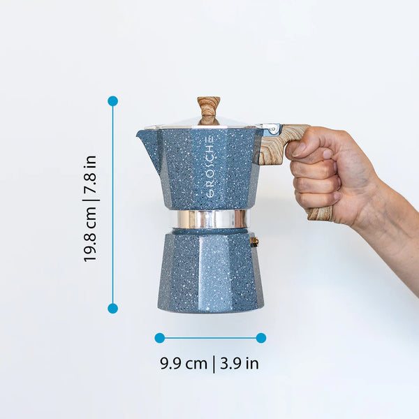 Grosche® - Milano Stone Indigo Blue Stovetop 6 Cup Espresso Maker
