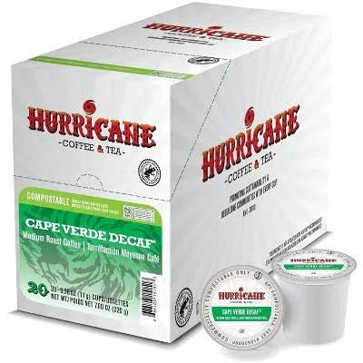 Hurricane Coffee - Decaf Cape Verde SWP BPI Compostable 20 Pack