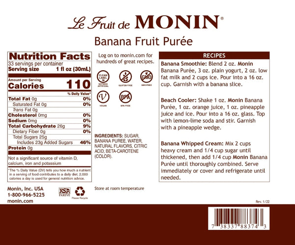 Monin® - Banana Fruit Puree 1L