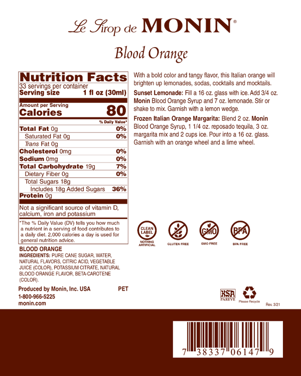 Monin® - Blood Orange Syrup 1L