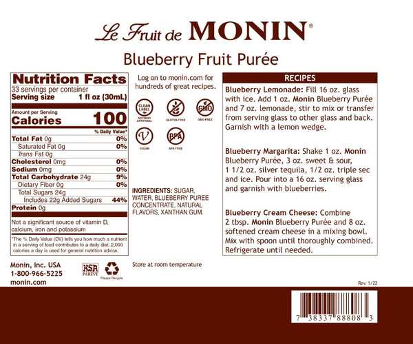 Monin® - Blueberry Fruit Puree 1L