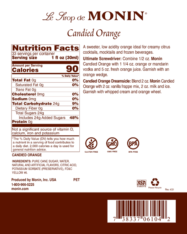 Monin® - Candied Orange Syrup 1L