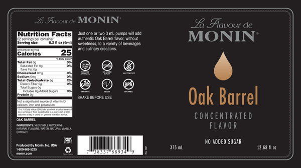 Monin® - Oak Barrel Concentrated Flavouring 375ML