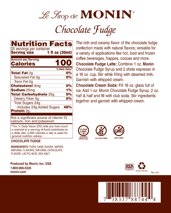 Monin® - Chocolate Fudge Syrup 750ml